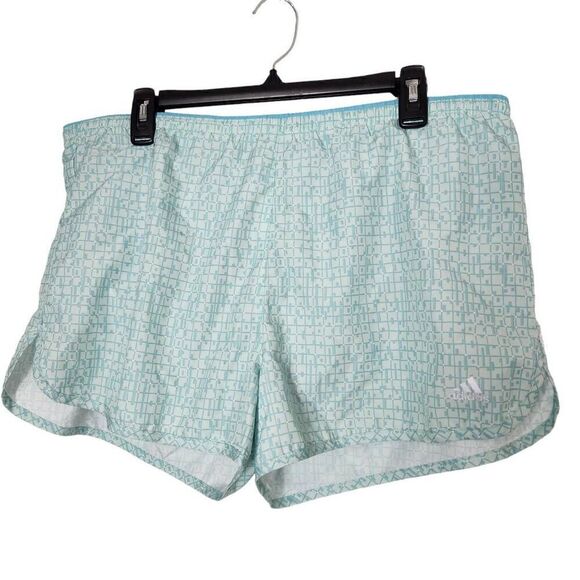 Adidas climalite running athletic shorts aqua white Size Large - Picture 1 of 8